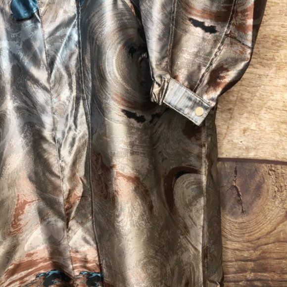 Taakk Mens Large Marble Trench Coat Long Oversized - Picture 3 of 8